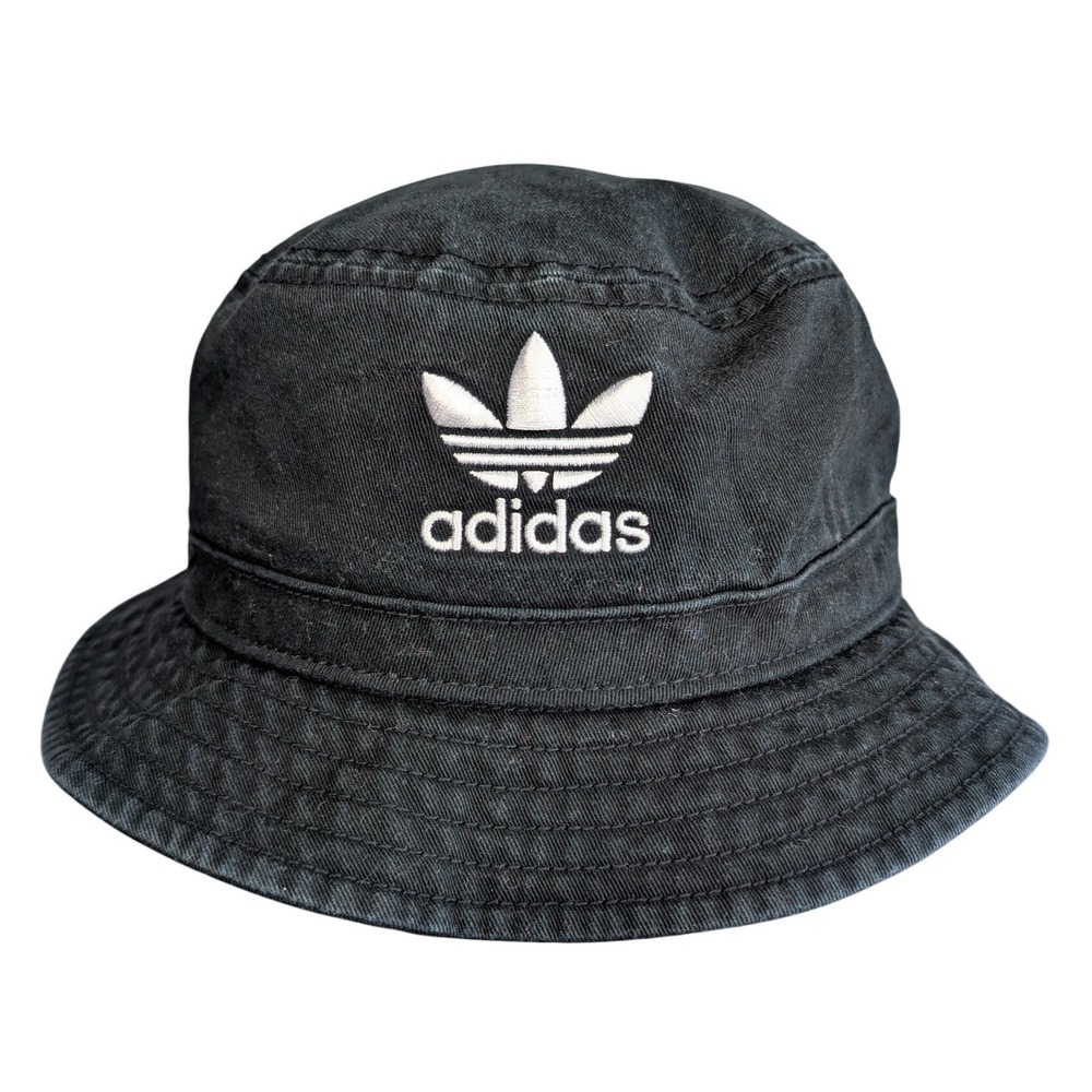 Adidas Black Bucket Hat 100% Cotton Unisex One Size Summer Sun Hat